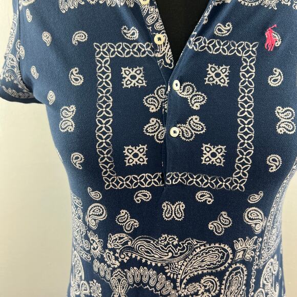 POLO RALPH LAUREN Blue White Cotton Bandana Print Short Sleeve Dress Girls XL - Picture 8 of 13